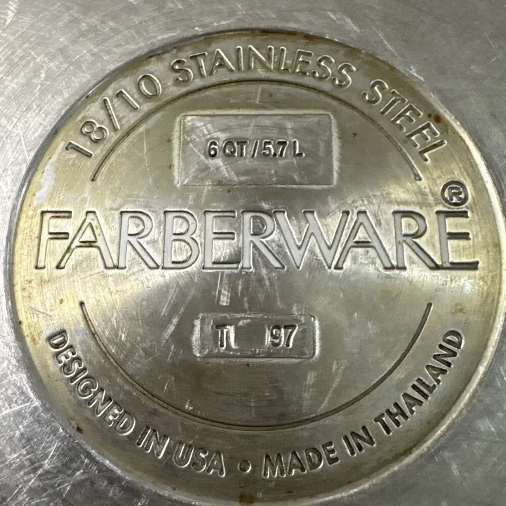 Vintage Farberware 6 Qt Stainless Steel Stock Pot Lid Aluminum Clad Bottom